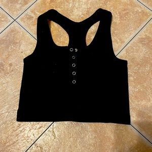 black button up crop top
